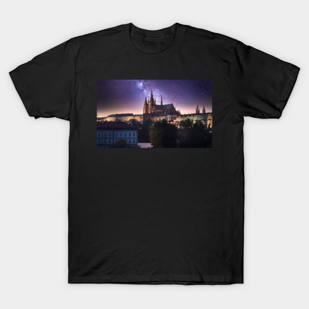 Prague Castle (Prazsky hrad), Czech Republic at night T-Shirt by mitzobs